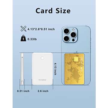 miisso 2-Pack 6000mah Card Size Ultra Slim Built in Cables Power Bank, Built in USB C Cords Battery Pack Portable Charger for Phones, Compatible with iPhone, Black & White