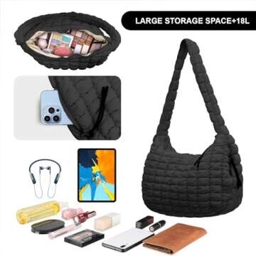 TRIOBASE Large Puffer Tote Bag for Women Quilted Crossbody Bag, Hobo Quilted Tote Bag Crossbody Shoulder Handbags Puff Purse Soft Fluffy Lightweight and Stylish