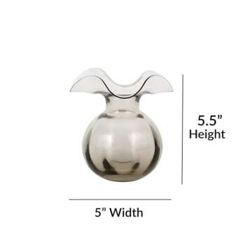 Vietri Hibiscus Glass Gray Bud Vase, 5.5" H, 12 oz Glass Flower Vase, Living Room Decor Glass Vase