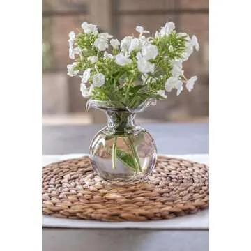 Vietri Hibiscus Glass Gray Bud Vase, 5.5" H, 12 oz Glass Flower Vase, Living Room Decor Glass Vase