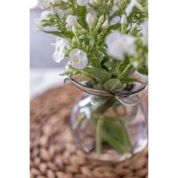 Vietri Hibiscus Glass Gray Bud Vase, 5.5" H, 12 oz Glass Flower Vase, Living Room Decor Glass Vase