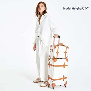 COTRUNKAGE Minimalist 2 Piece Vintage Luggage Sets Travel Carry On Suitcase for Women with Spinner W...