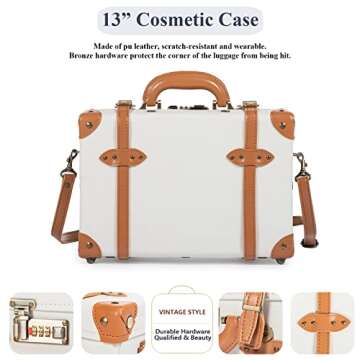 COTRUNKAGE Minimalist 2 Piece Vintage Luggage Sets Travel Carry On Suitcase for Women with Spinner Wheels, Pearl White