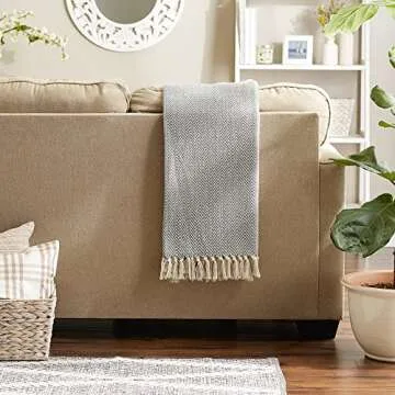 DII Chevron Throw Collection Handloomed Cotton, 50x60, Gray