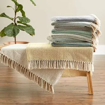 DII Chevron Throw Collection Handloomed Cotton, 50x60, Gray