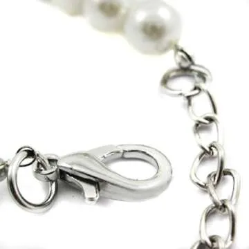 Alfie Pet - Pinky Crystal Heart Pearl Necklace - Size: M (10"- 12") for Dogs and Cats