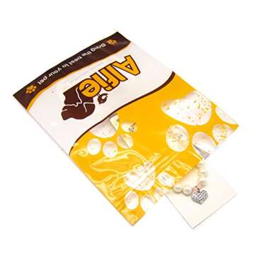 Alfie Pet - Pinky Crystal Heart Pearl Necklace - Size: M (10"- 12") for Dogs and Cats