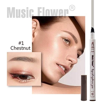 Eyebrow Pen,MoonKong 4 Point Eyebrow Pencil Waterproof Eye Brown Makeup,Eyebrow Kits with 3 Eyebrow Stencils,1 Brow Razor(1# Dark Brown/Chestnut)