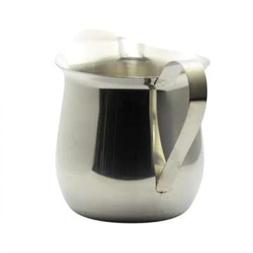 CAFECITO Espresso Creamer Pitcher and Red Spoon Set - Perfect for Cuban Coffee