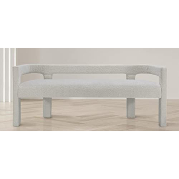 Meridian Furniture Modern Boucle Fabric Bench - 66.5" Long