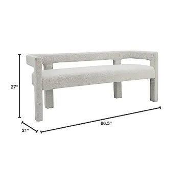 Meridian Furniture Modern Boucle Fabric Bench - 66.5" Long