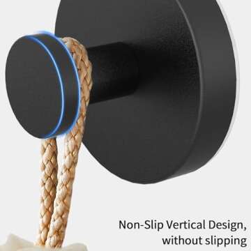 STWWO Suction Cup Hooks for Shower, Bathroom, Hanging Towels, Robe, Loofah, Mounting on Glass Shower Doors, Tile, Mirrors, Matte Black, 2 Pack