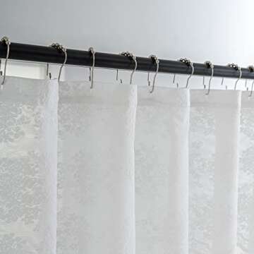 Elegant White Lace Shower Curtain for Bathroom Decor