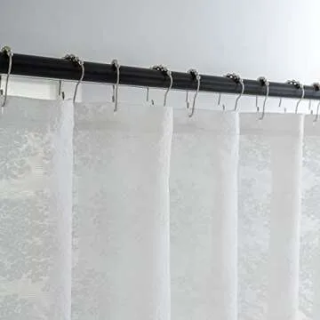 Elegant White Lace Shower Curtain for Bathroom Decor