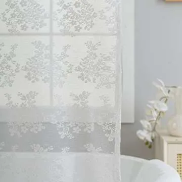 Elegant White Lace Shower Curtain for Bathroom Decor