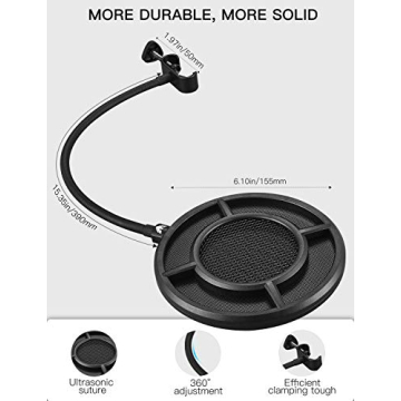 Professional Dual Layer Pop Filter for All Microphones