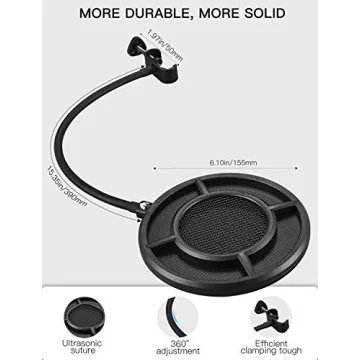 Professional Dual Layer Pop Filter for All Microphones
