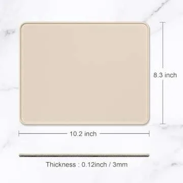 Hsurbtra Mouse Pad, Premium-Textured Square Mousepad 10.2 x 8.3 Inch, Stitched Edge Anti-Slip Waterproof Rubber Pretty Cute Computer Mat for Office Gaming Laptop Women Kids Beige