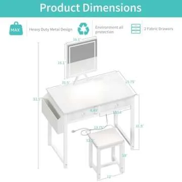 Lufeiya Small Makeup Vanity Desk with LED Light