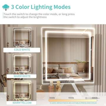 Lufeiya Small Makeup Vanity Desk with LED Light