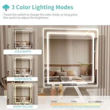 Lufeiya Small Makeup Vanity Desk with LED Light