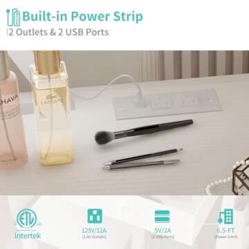 Lufeiya Small Makeup Vanity Desk with LED Light