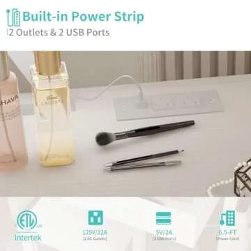 Lufeiya Small Makeup Vanity Desk with LED Light