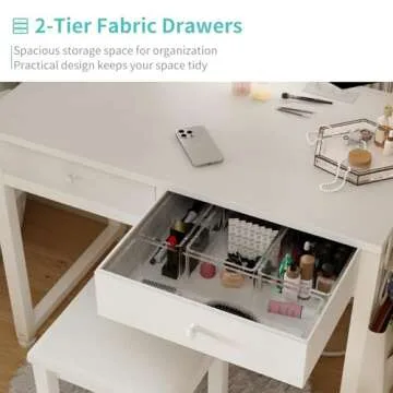 Lufeiya Small Makeup Vanity Desk with LED Light