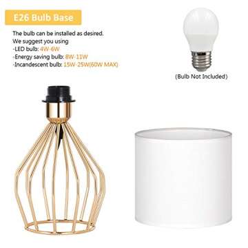 HAITRAL Gold Table Lamp - Modern Style Desk Lamp with Hollowed Out Base Linen Fabric Shade, Small Golden Bedside Lamp for Bedrooms, Living Room