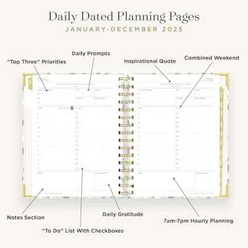 Day Designer 2025 Mini Daily Planner – Premium Planner for Stylish Organization. Combines Monthly Calendar, Hourly Schedule, To-Do List, Gratitude, Goal Setting, Inspirational Quotes, Stickers & More. Elegant laminated Cover with Gold Accents (Chic Design)