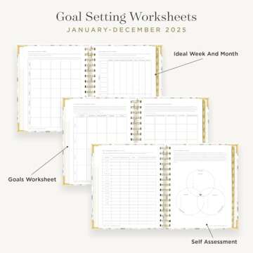 Day Designer 2025 Mini Daily Planner – Premium Planner for Stylish Organization. Combines Monthly Calendar, Hourly Schedule, To-Do List, Gratitude, Goal Setting, Inspirational Quotes, Stickers & More. Elegant laminated Cover with Gold Accents (Chic Design)