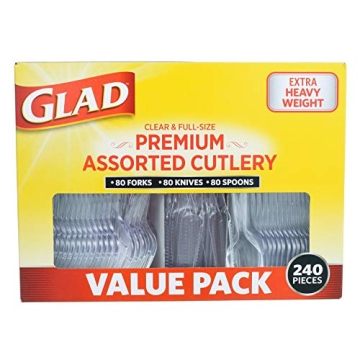 Glad 240-Piece Clear Heavy Duty Disposable Cutlery Set