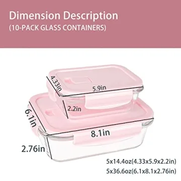ZRRHOO 10 Pack Glass Food Storage Containers Set
