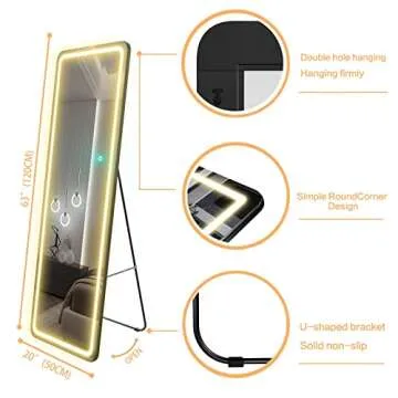 LVZORY Full Length Mirror with LED Lights for Any Room