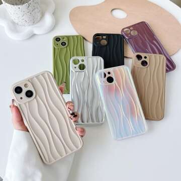 Caseative for iPhone 15 Pro Max Case,Water Ripple Pattern Wave Shape Compatible with iPhone Case (Beige,iPhone 15 Pro Max)