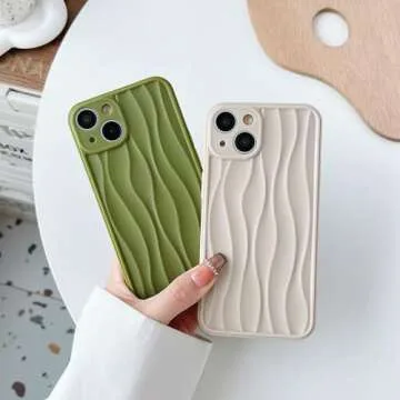 Caseative for iPhone 15 Pro Max Case,Water Ripple Pattern Wave Shape Compatible with iPhone Case (Beige,iPhone 15 Pro Max)