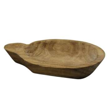 PD Home & Garden Wood Carved Bowl with Ear Spot for Potpourri, Rustic Woodland Decor Display 11.4 X ...