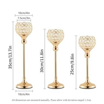 Gold Crystal Candle Holder,Tea Light Candlestick Holders for Wedding Table Decoration,Centerpiece fo...