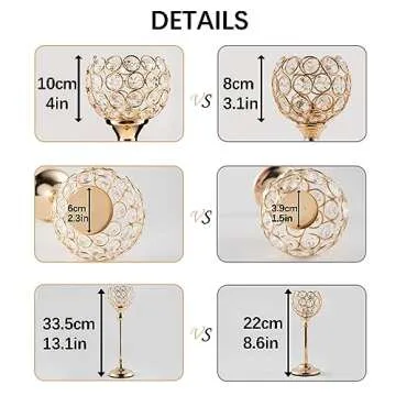 Gold Crystal Candle Holder,Tea Light Candlestick Holders for Wedding Table Decoration,Centerpiece for Party Home Decor(Gold,5Pcs)