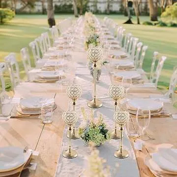 Gold Crystal Candle Holder,Tea Light Candlestick Holders for Wedding Table Decoration,Centerpiece for Party Home Decor(Gold,5Pcs)