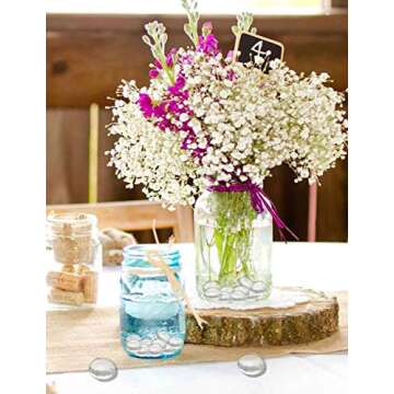 Suhome Clear Flat Marbles, Pebbles, Glass Gems for Vase Fillers, Party Table Scatter, Wedding, Decoration, Aquarium Decor, Crystal Rocks, 1 lbs (Approx 100 pcs)