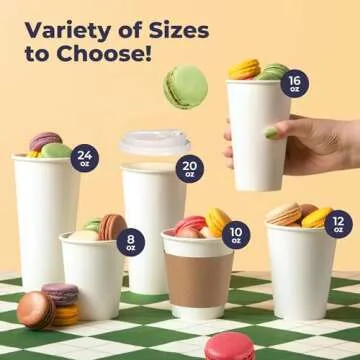 Fit Meal Prep 100 Pack 16 oz Disposable Coffee Cups with Lids, Sleeves, Leak-Proof To Go Coffee Cups...