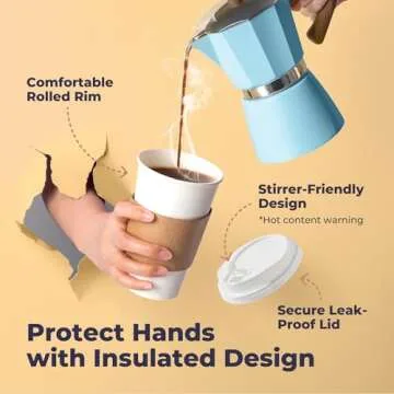 Fit Meal Prep 100 Pack 16 oz Disposable Coffee Cups with Lids, Sleeves, Leak-Proof To Go Coffee Cups with Lids, Durable Hot Paper Cups for Home, Office, Party, Business