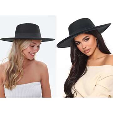 Classic Fedora Hat for Men Women Adjustable Wide Brim