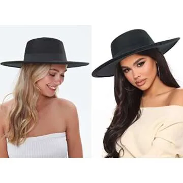 Classic Fedora Hat for Men Women Adjustable Wide Brim