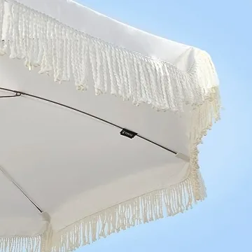 AMMSUN 7ft Patio Umbrella UPF50+ with Fringe & Tilt