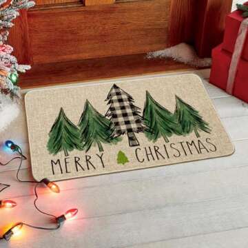 Artoid Mode Merry Christmas Trees Christmas Decorative Doormat, Seasonal Winter Christmas Holiday Lo...