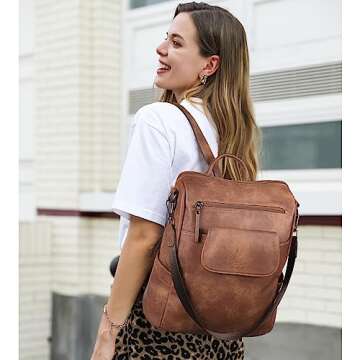 CLUCI Leather Backpack for Women Large Backpack Purse Convertible Travel Fashion Designer Ladies Sho...