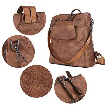 Stylish CLUCI Leather Backpack for Women - Large & Convertible