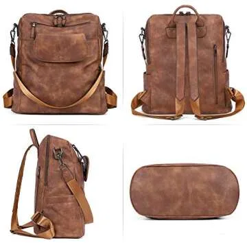 Stylish CLUCI Leather Backpack for Women - Large & Convertible